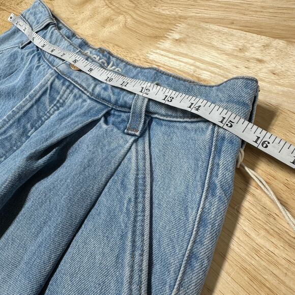 Mother Snacks NWT Double Pleated Fun Dip Short Fray Denim Shorts Size 27 Blue - Picture 10 of 12